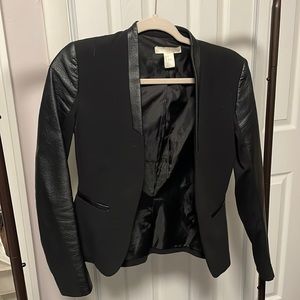 Black blazer, leather sleeves